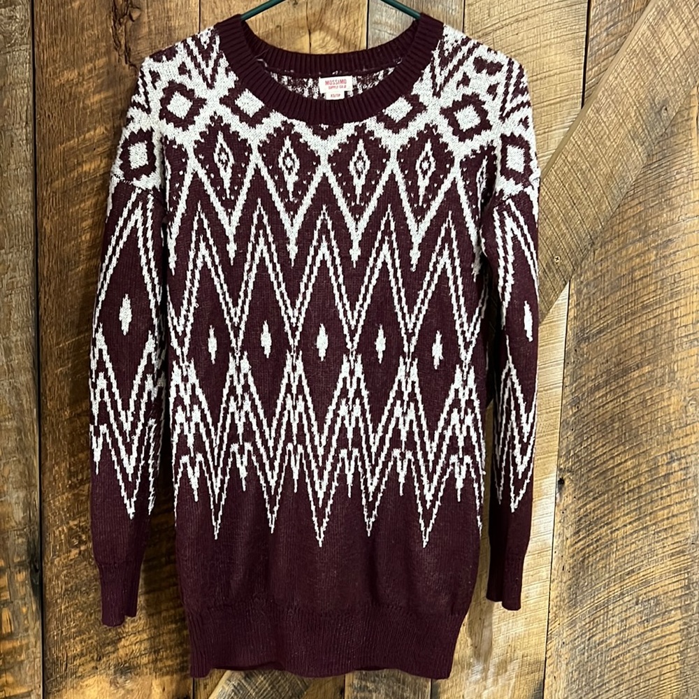 Mossimo Supply Co Burgundy/cream sweater dress